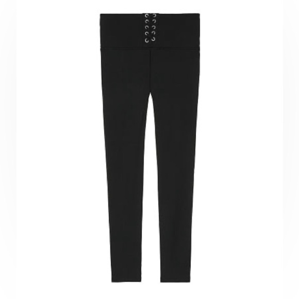 PINK VICTORIA’S SECRET BLACK LACE-UP ULTIMATE LEGGINGS
